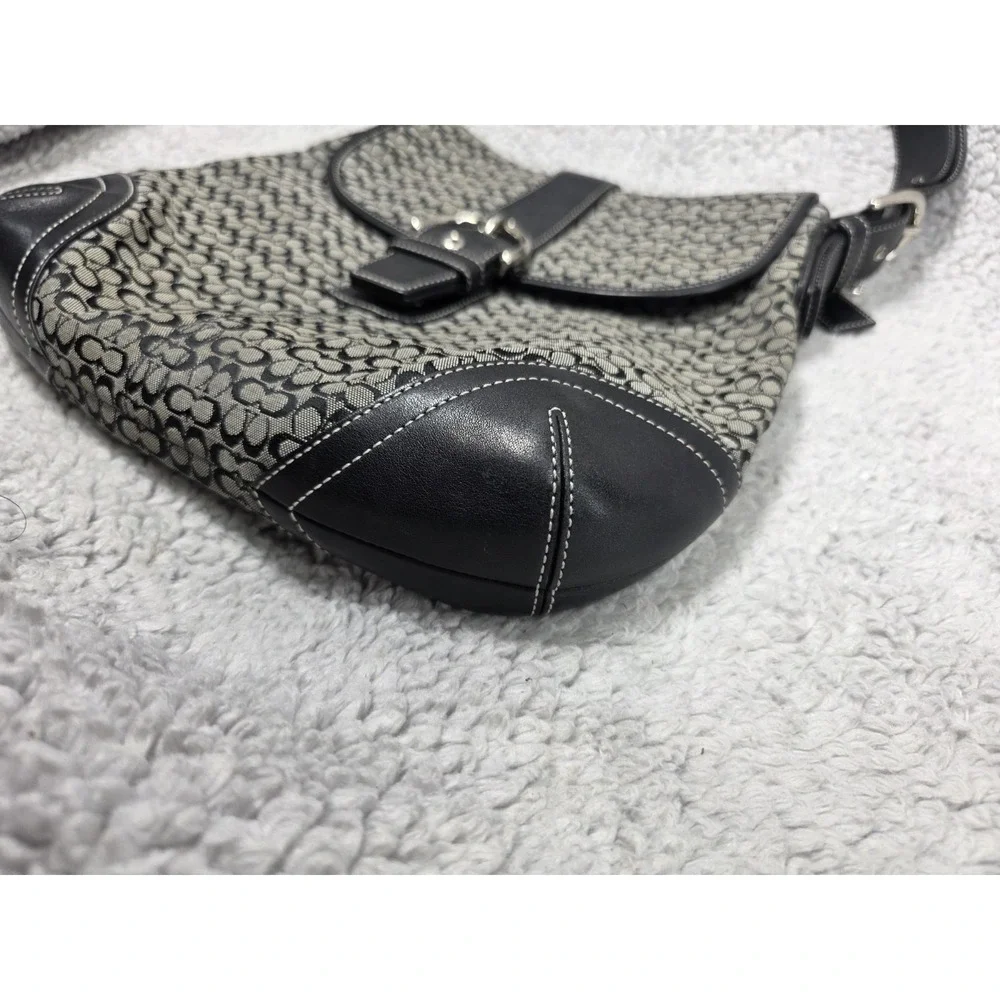 Coach K3M 6376 Black Signature Canvas Leather Adjustable Shoulder Bag‎